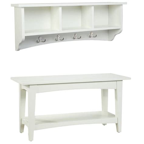 Here's another great entryway bench that's perfect for small spaces. Bel Air 2-Piece Entryway Wall Shelf and Bench Set ...