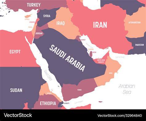 Middle East Map High Detailed Political Map Vector Image