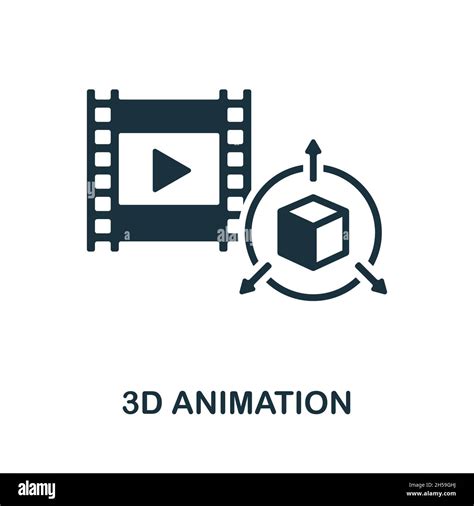 3d Animation Icon Monochrome Sign From Video Production Collection