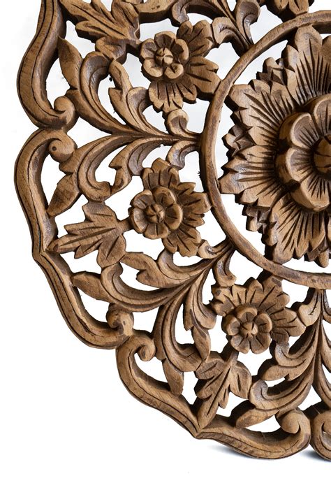 Small Extra Thick Wood Carving Wall Art Hanging Floral Etsy