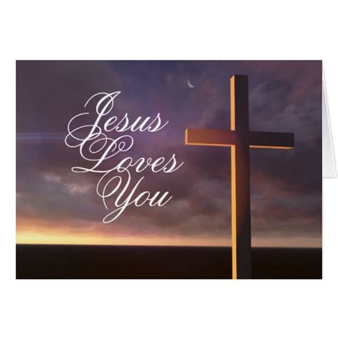 Cross With Jesus Loves You Bible Verse Card Zazzle