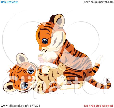 Cartoon Of Cute Tiger Cubs Playing Royalty Free Vector