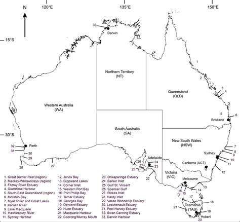 Map Of Australia Showing The States And Territories Their Capital
