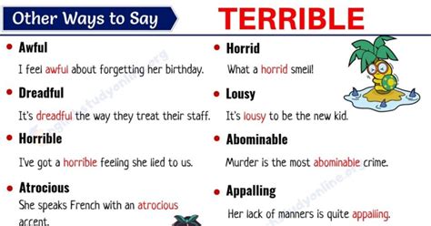 Terrible Synonym List Of 20 Useful Synonyms For The Word Terrible