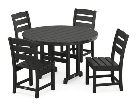 Polywood® Lakeside 5 Piece Round Farmhouse Side Chair Dining Set