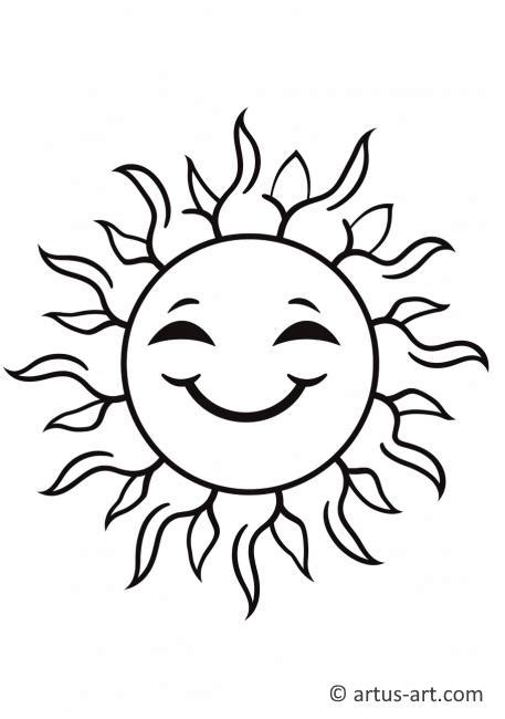 Smiling Sun Coloring Page Free Download Artus Art