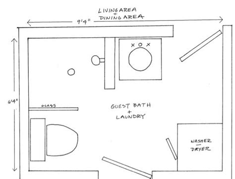 Not many homes can accommodate a bathroom floor plan that has a door leading from the shower to the deck. Two Bathroom/Laundry Ideas within the Footprint of a Small Home