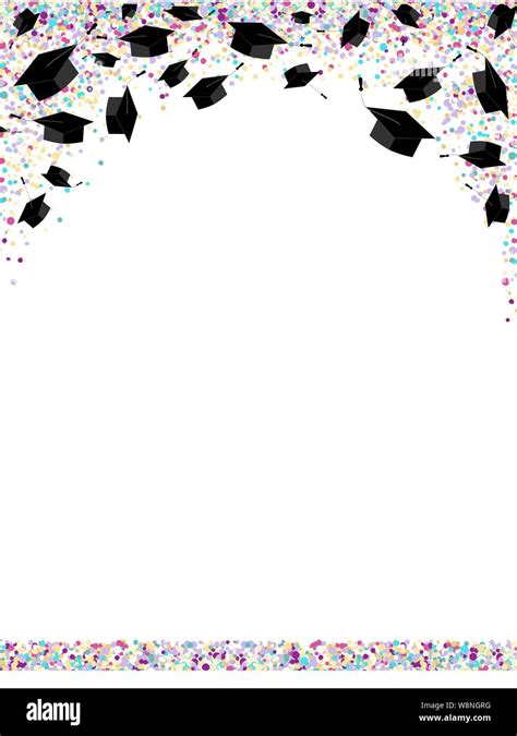 Graduate Caps On Bright Multi Colored Confetti Background Graduate