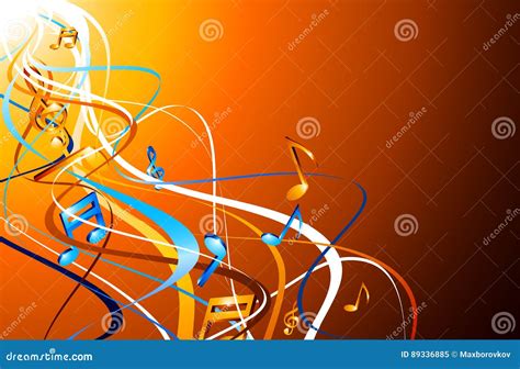 Orange Musical Background With Notes Stock Vector Illustration Of
