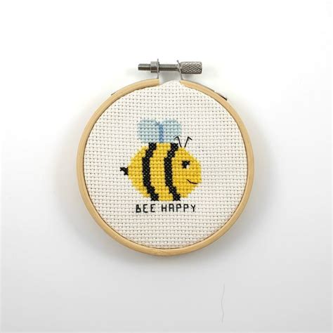 Bee Happy Cross Stitch Pattern Be Happy Pattern Bee Cross Etsy