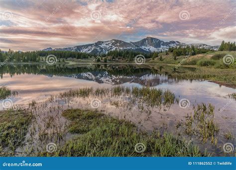 Sunrise Reflection On A Colorado Mountain Lake Stock Photo Image Of