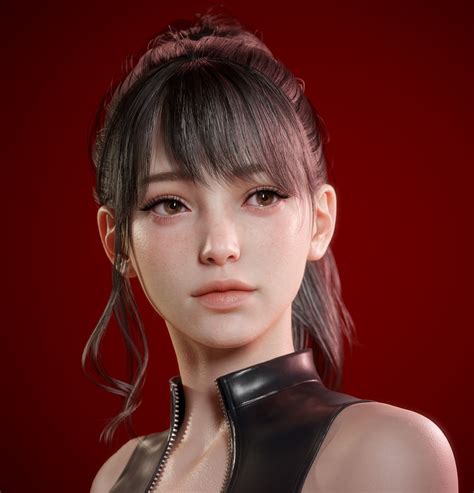 Artstation New Girl Sihwa Lee Character Design Girl 3d Model Character Character Modeling