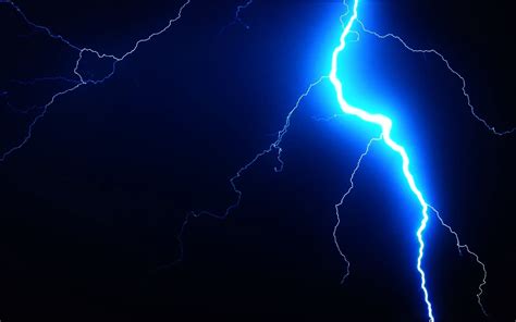 Lightning Strike Lightning Blue Dark Black Hd Wallpaper Wallpaper