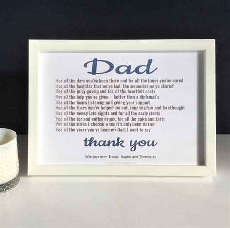 Dad Thank You Father S Day Poem Print Gift Etsy