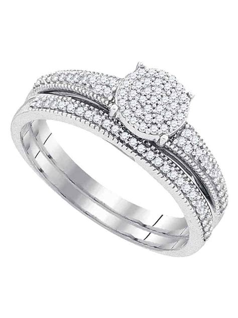 K White Gold Womens Diamond Ring Cluster Bridal Wedding Engagement