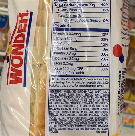 Wonder White Bread Nutrition Label Besto Blog