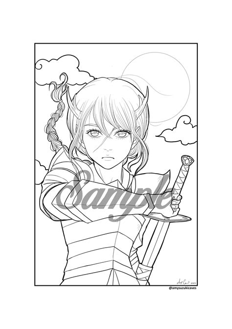 Manga Anime Style Elf Girl With Warrior Elf Girl Fantasy Coloring Page