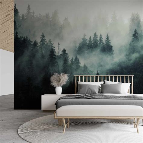Colarded Moody Forest Mist Wallpaper Mural