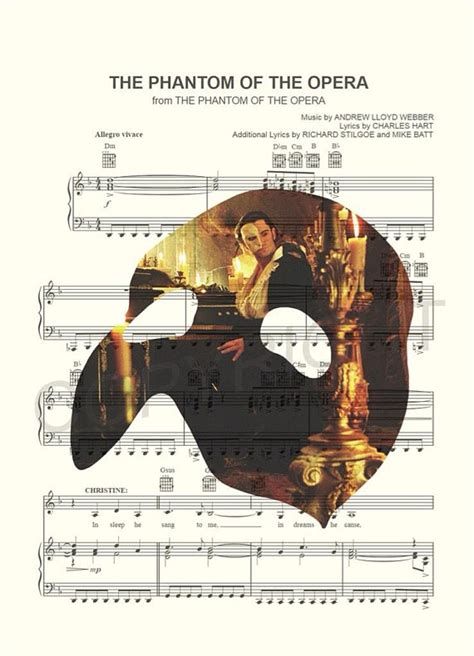Phantom Of The Opera Sheet Music Art Print Music Art Print Phantom