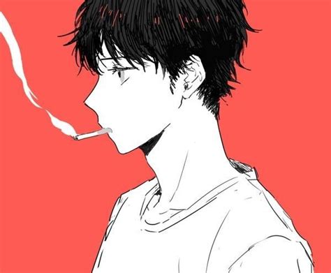Anime Guy Smoking Cigarette 529808 Cigarette Blue Hair Smoking Red