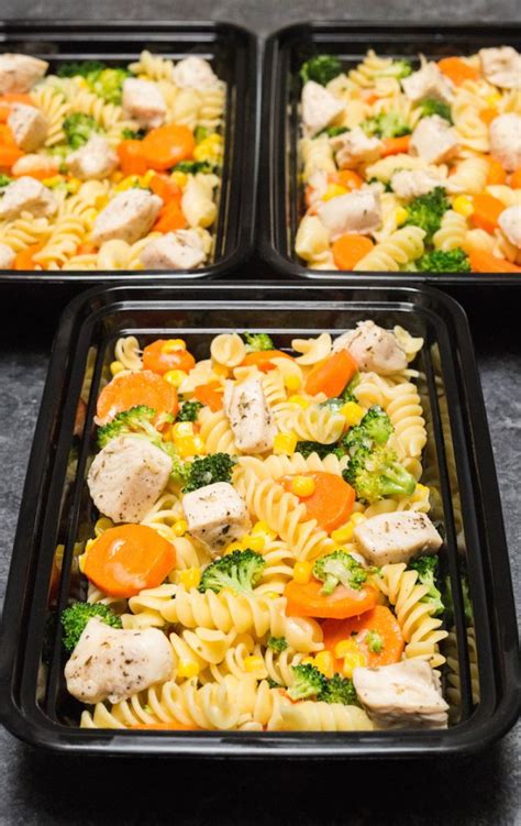 1 lb large chicken breast, cooked and diced. Garlic Chicken & Veggies Pasta Meal Prep Recipe