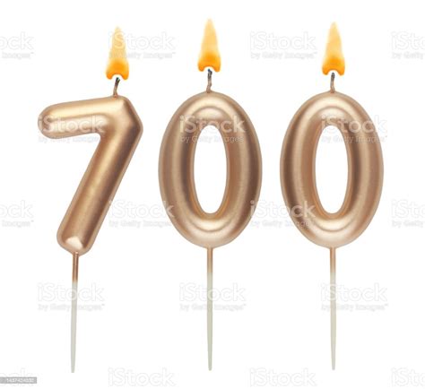 Golden Birthday Candles Isolated On White Background Number 700 Stock