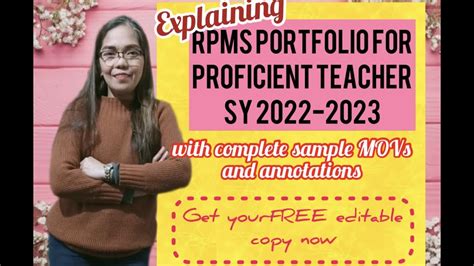 Free Editable Rpms Portfolio For Proficient Teachers Sy 22 23 With