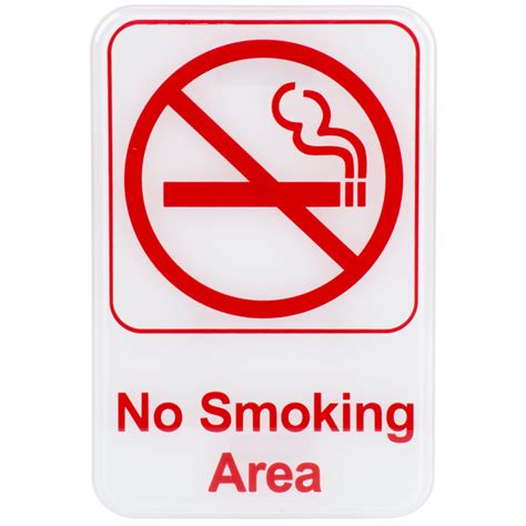 No Smoking Area Sign Red And White 9 X 6