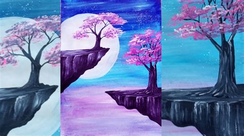 Lukisan Pokok Bunga Sakura Cara Mudah Dan Senang Youtube