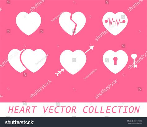 Heart Vector Collection - Illustrating Ordinary Heart, Broken Heart, Heart Beat, 2 Happy Hearts ...