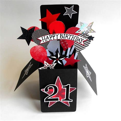 Birthday Card Luxury 3 D Pop Up Box Custom Age 21 18 Tattoo Rockabilly Goth Punk Pop Up Box