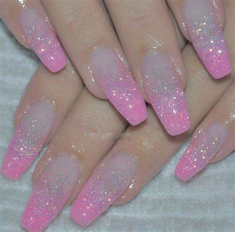 Pink Ombré Glitter Nails Pink Sparkle Nails Faded Nails Ombre Nails