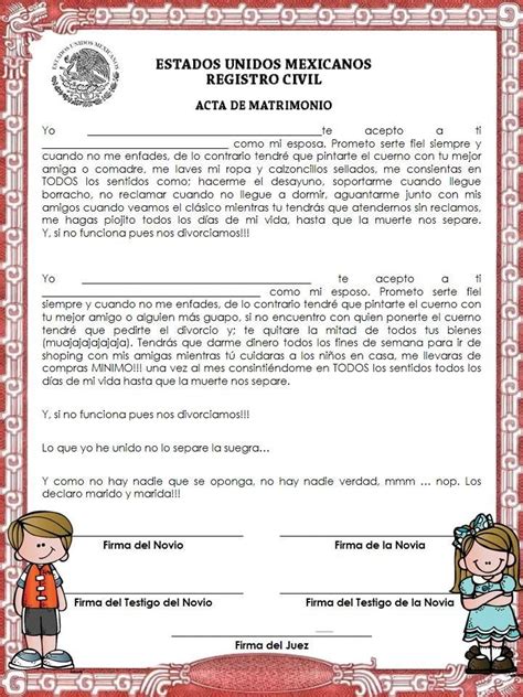 Acta De Matrimonio Para Kermess Acta De Matrimonio Juegos De