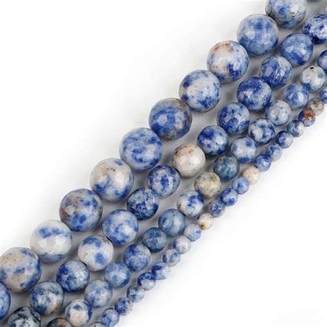 Faceted White Dot Blue Vein Sodalite Natural Stone Beads For Jewelry