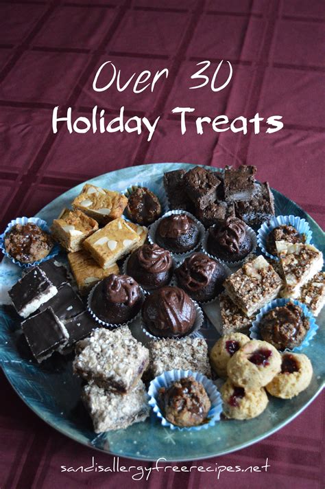 From cookies to pies to cakes to special occasion treats and more, these gluten free and dairy free desserts are sure to satisfy your sweet tooth. Over 30 Holiday Treats (Gluten Free/ Dairy Free/ Refined Sugar Free) | SANDI\'S ALLERGY FREE RECIPES