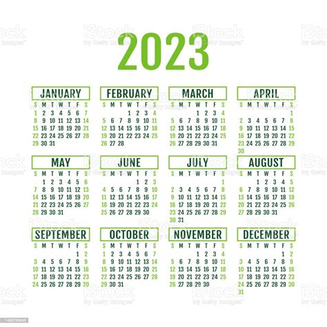 Calendar 2023 English Vector Square Wall Or Pocket Calender Template
