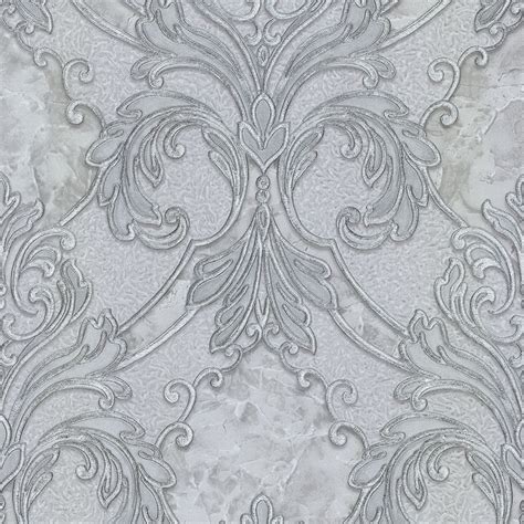 Damask Glitter Wallpaper Grey Silver Wallpaper From I