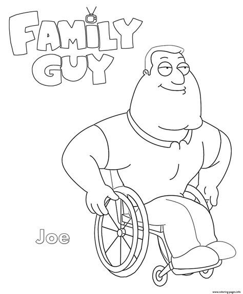 With underwear on head coloring pages for kids printable free. Family Guy Joe Coloring Pages Printable