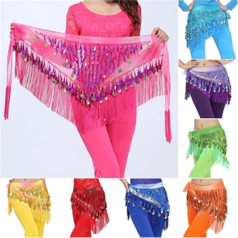 New Belly Dance Costume Hip Scarf Tribal Triangle Tassel Beltandgold Coins Rainbow Ebay Hip