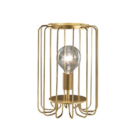 This stunning lamp will add the finishing touch to any room with this open gourd table style that sits atop a round clear base. Small Cage Table Lamp In A Lacquered Gold Finish | R&S ...
