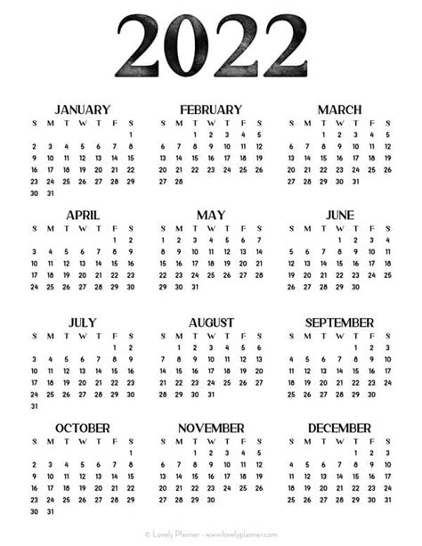 33 Cute And Free Printable One Page Calendars For 2022 Free