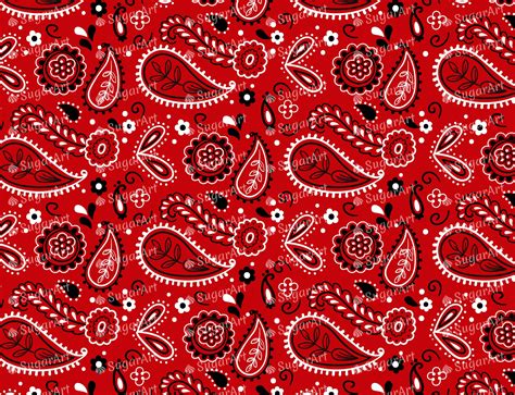 Red Paisley Bandana Edible Fabric Ef026 Sugar Art
