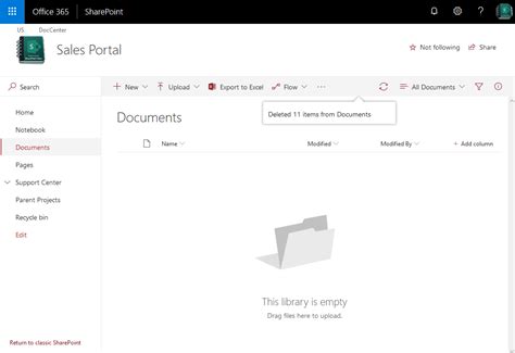 Sharepoint Online Delete All Files In A Document Library Using