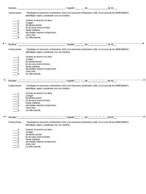 Oraciones Unimembres Y Bimembres Pdf