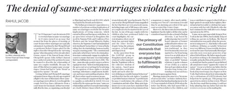 The Denial Of Same Sex Marriages Violates A Basic Right The Mint R