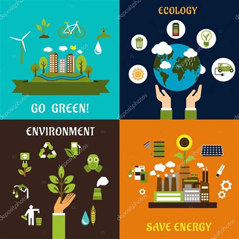 Environment Ecology And Save Energy Icons — Stock Vector © Seamartini