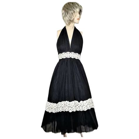 Vintage Beverly Paige Halter Dress Black Lace Ruby Lane