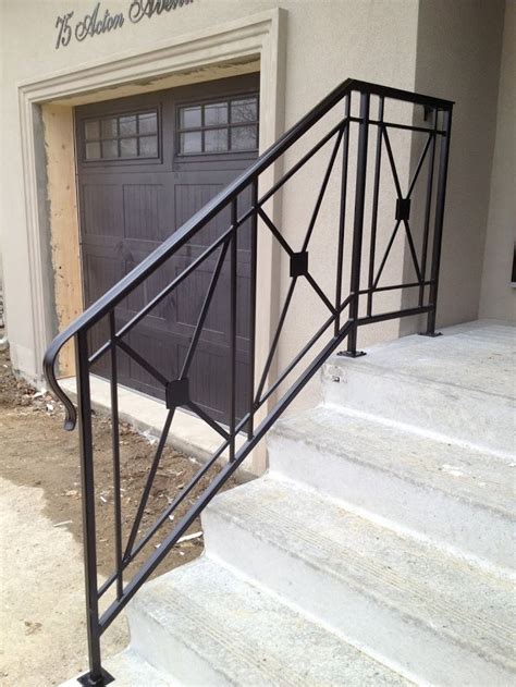 Handrails for outdoor steps,3 step handrail fits 1 to 3 steps mattle wrought iron handrail stair rail with installation kit hand rails . JAG Iron Railings - Exterior | Porch railing designs, Iron ...