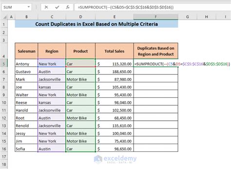 How To Count Duplicates Based On Multiple Criteria In Excel Exceldemy