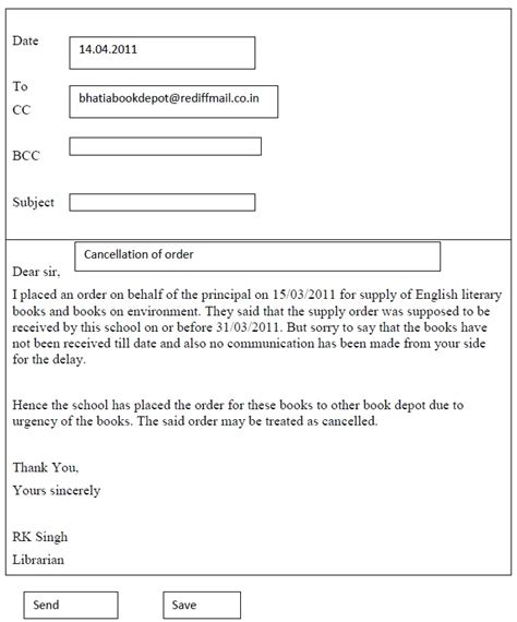 cbse class  english support material writing letter